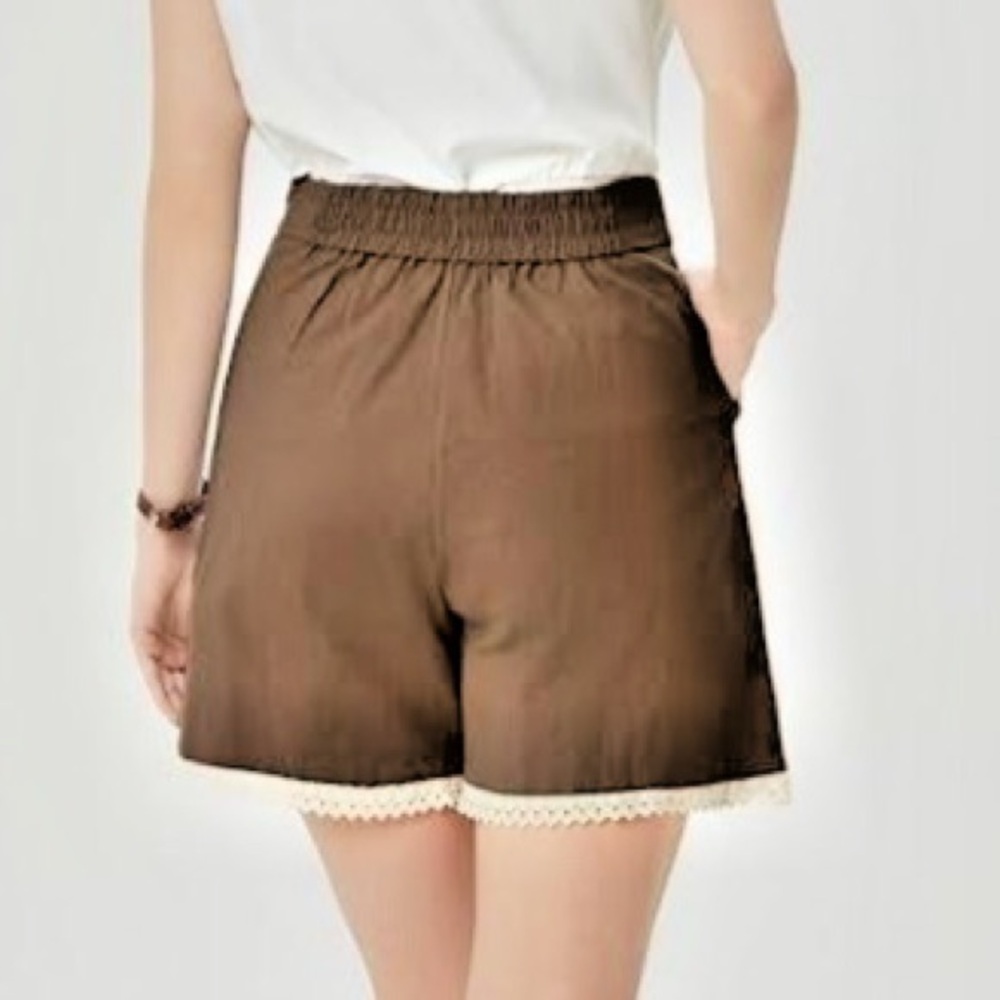Belle Poque Lace Trimmed High Waist Shorts